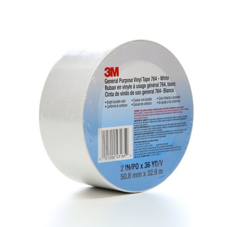 3M Vinyl Tape, 5.0 Mil, 2"x36 yds, White, PK24 T967764W